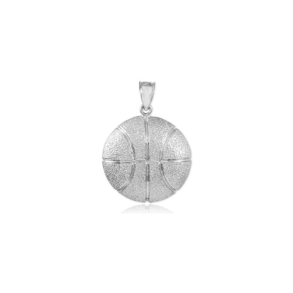 Men's Basketball Pendant Necklace in Sterling Silver