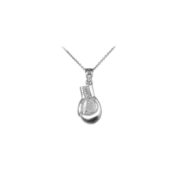 Men's Boxing Glove Charm Pendant Necklace in Sterling Silver, Small