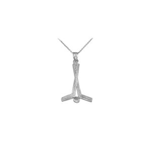 Men's Hockey Pendant Necklace in 9ct White Gold