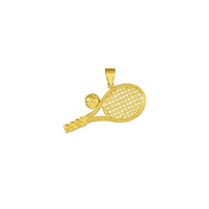 Men's Tennis Racket and Ball Pendant Necklace in 9ct Gold