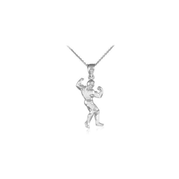 Men's Bodybuilder Pendant Necklace in Sterling Silver