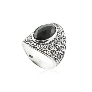 Men's Black Onyx Statement Ring in Sterling Silver