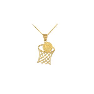 Men's Textured Basketball Charm Pendant Necklace in 9ct Gold