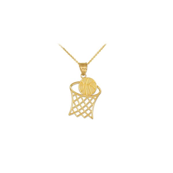 Men's Textured Basketball Charm Pendant Necklace in 9ct Gold