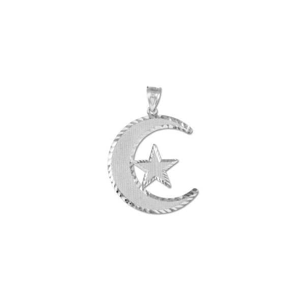 Sleek Crescent Pendant Necklace in 9ct White Gold