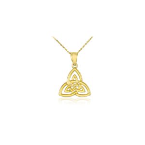 Triquetra Trinity Knot Pendant Necklace in 9ct Gold