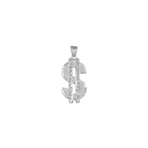 Dollar Pendant Necklace in 9ct White Gold