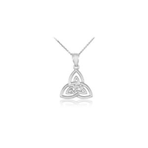 Triquetra Trinity Knot Pendant Necklace in 9ct White Gold