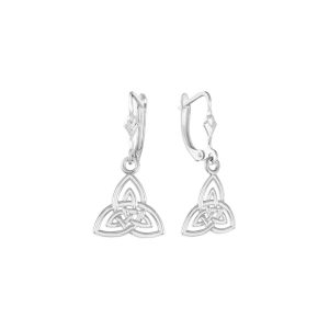 Triquetra Trinity Knot Drop Earrings in 9ct White Gold