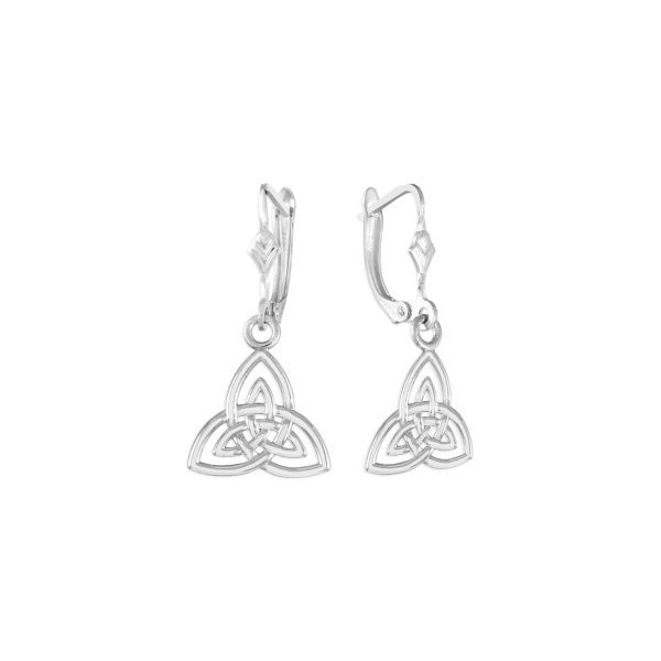 Triquetra Trinity Knot Drop Earrings in 9ct White Gold