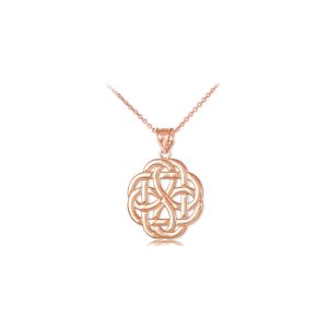 Celtic Triquetra Trinity Pendant Necklace in 9ct Rose Gold