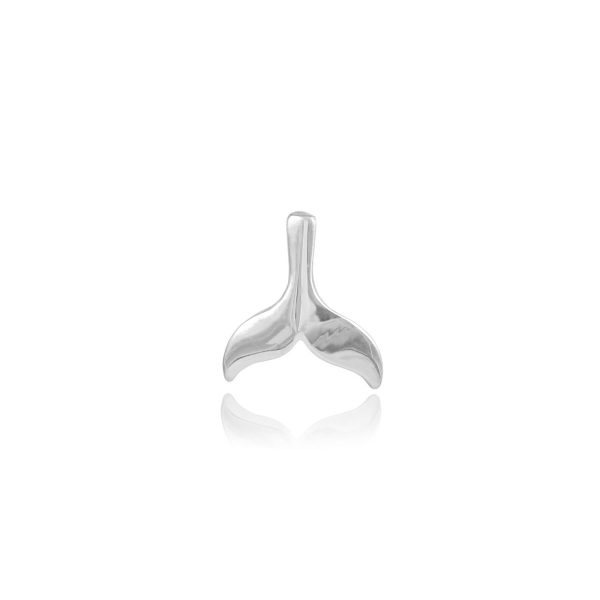 Whale Tail Charm Pendant Necklace in 9ct White Gold