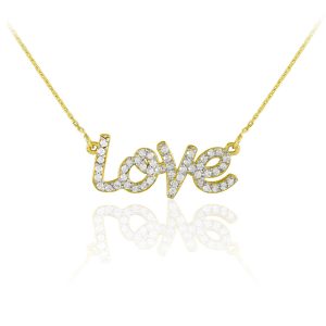 Diamond Love Pendant Necklace in 9ct Gold