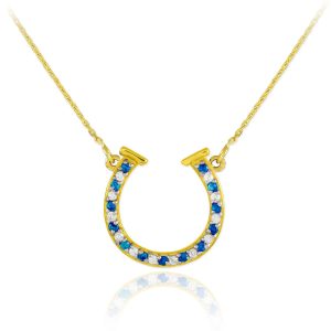 Diamond Horseshoe Pendant Necklace in 9ct Gold