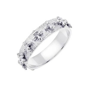 Men's Fleur-De-Lis Wedding Ring in 9ct White Gold