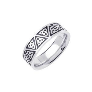 Men's Celtic Trinity Knot Ring in 9ct White Gold