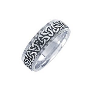 Men's Celtic Trinity Knot Ring in 9ct White Gold