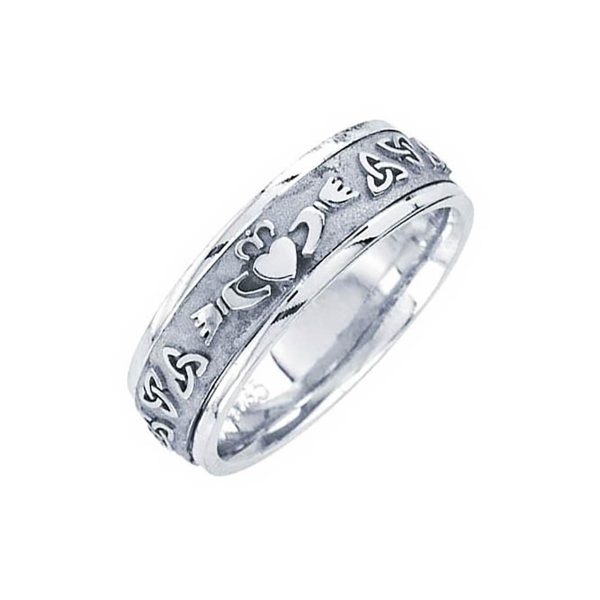 Men's Claddagh Ring in 9ct White Gold