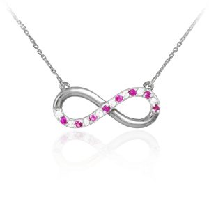 Red CZ Infinity Pendant Necklace in Sterling Silver