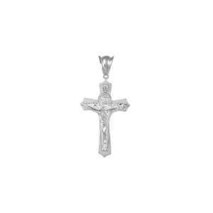 Men's Detailed Crucifix Pendant Necklace in Sterling Silver