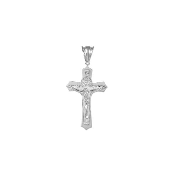 Men's Detailed Crucifix Pendant Necklace in Sterling Silver