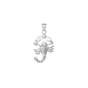 Men's CZ Scorpion Charm Pendant Necklace in Sterling Silver