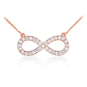 CZ Infinity Pendant Necklace in 9ct Rose Gold