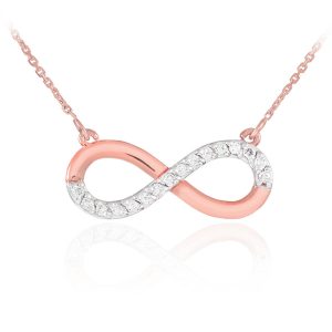 Diamond Prominent Infinity Pendant Necklace in 9ct Rose Gold