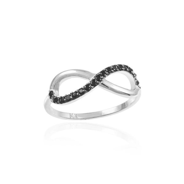 Black CZ Infinity Ring in 9ct White Gold