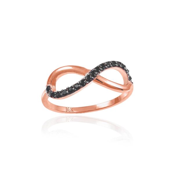 Black Diamond Infinity Ring in 9ct Rose Gold