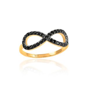 Black CZ Infinity Ring in 9ct Gold