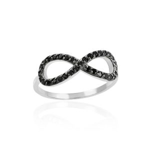 Black Diamond Infinity Ring in 9ct White Gold