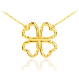 Celtic Four Leaf Clover Heart Pendant Necklace in 9ct Gold