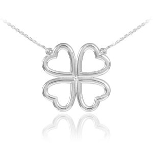 Celtic Shamrock Heart Pendant Necklace in 9ct White Gold