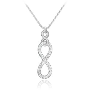 CZ Vertical Infinity Pendant Necklace in 9ct White Gold