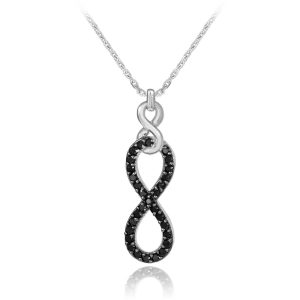 Black Diamond Vertical Infinity Pendant Necklace in 9ct White Gold