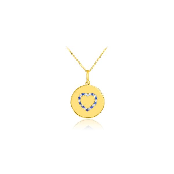 Diamond Heart Studded Disc Pendant Necklace in 9ct Gold