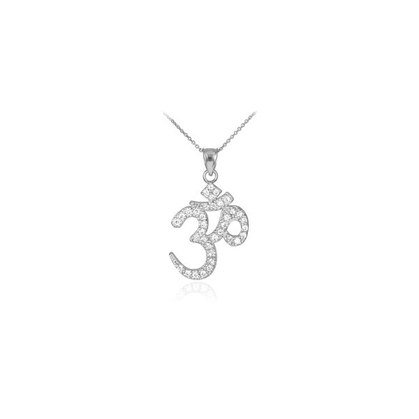 Diamond Classic Ohm Pendant Necklace in 9ct White Gold