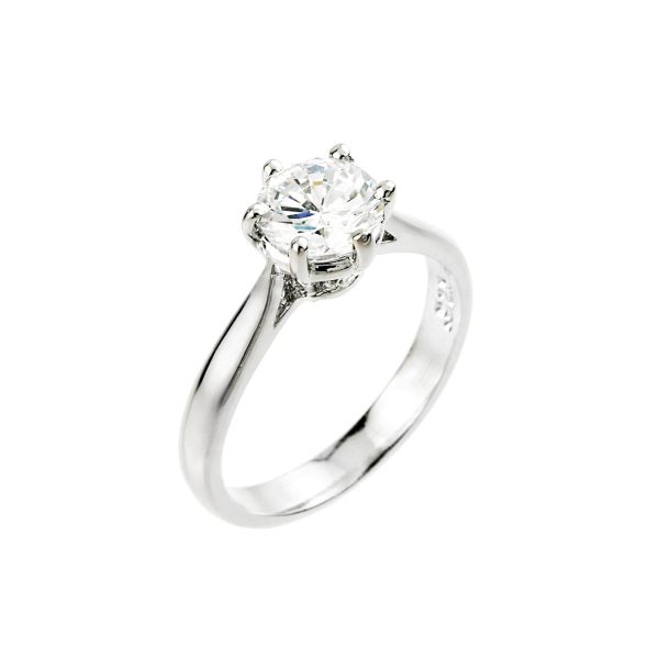 CZ Engagement Ring in Sterling Silver