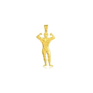 Men's Bodybuilder Pendant Necklace in 9ct Gold