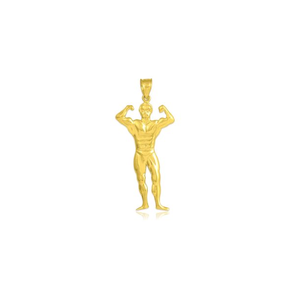 Men's Bodybuilder Pendant Necklace in 9ct Gold