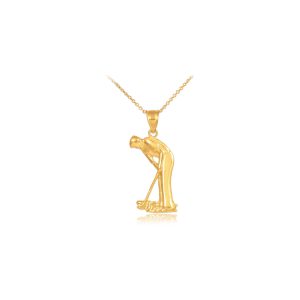 Men's Putter Charm Pendant Necklace in 9ct Gold