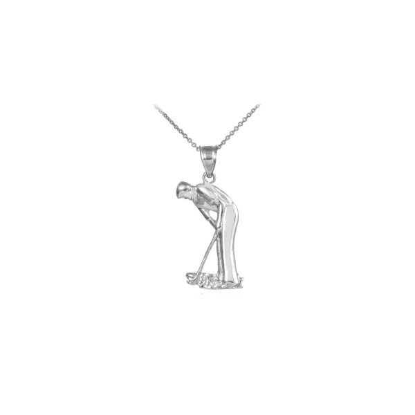 Men's Putter Charm Pendant Necklace in Sterling Silver