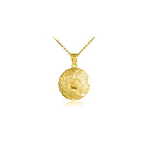 Men's Textured Football Pendant Necklace in 9ct Gold