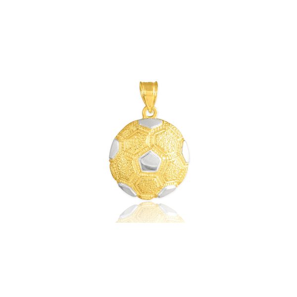 Men's Textured Football Pendant Necklace in 9ct Two-Tone Gold