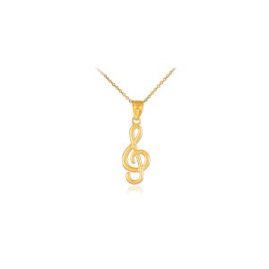 Treble Clef Pendant Necklace in 9ct Gold