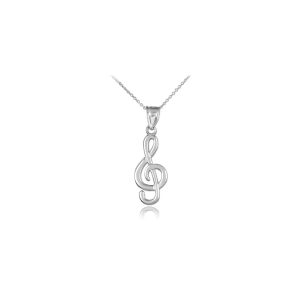 Treble Clef Pendant Necklace in Sterling Silver