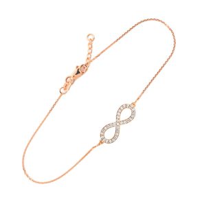 Diamond Embellished Infinity Bracelet in 9ct Rose Gold