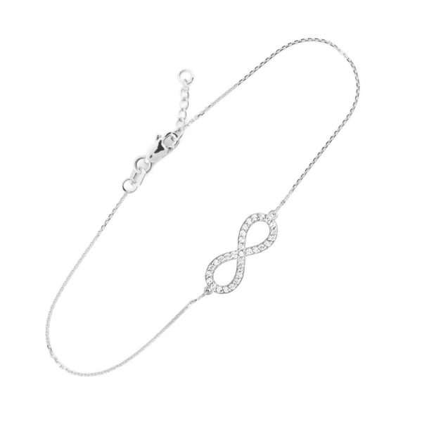 Diamond Embellished Infinity Bracelet in 9ct White Gold