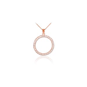 CZ Eternity Circle of Life Pendant Necklace in 9ct Rose Gold